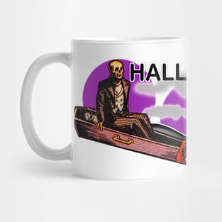 Skeleton in Coffin on Halloween Mug